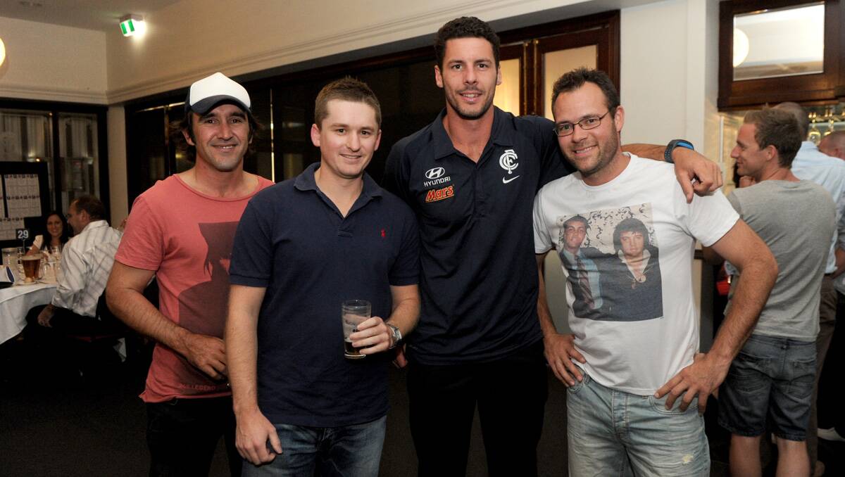 Carlton Dinner with the Stars at the All Seasons Resort. Brett Ritchie, Luke Dickson, Simon White and Travis Dillion. Picture: Jodie Donnellan
