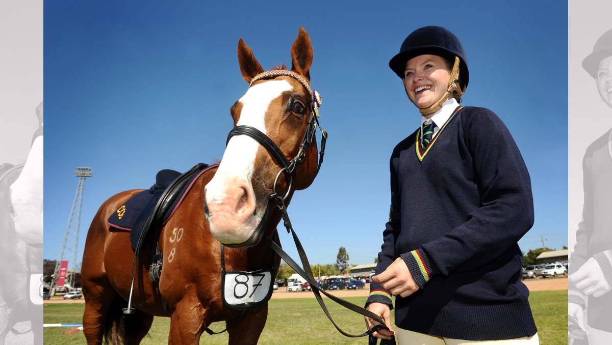 Catholic College student Mikayla O' Neill with her mount Quinn. Picture: Julie Hough