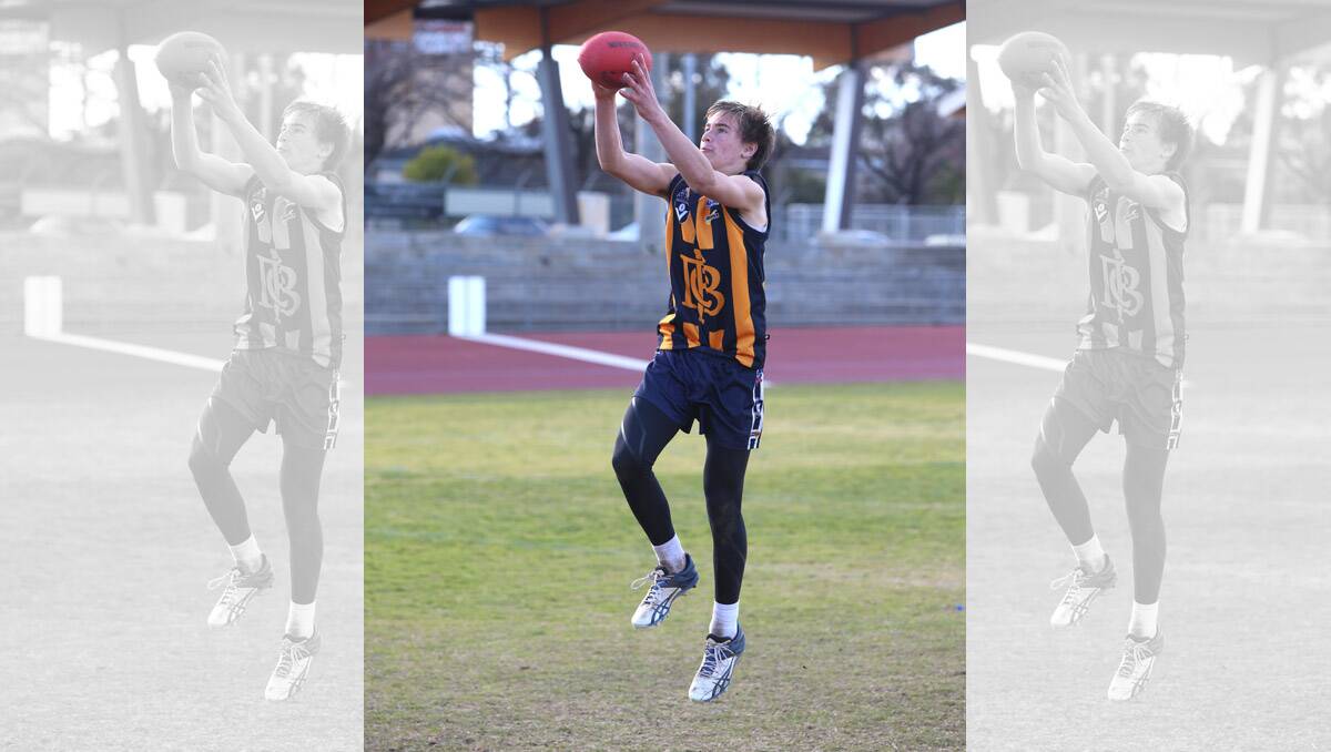 Holiday footy clinic at Tom Flood Centre. Lachie Wallace. Pictures: Peter Weaving 
