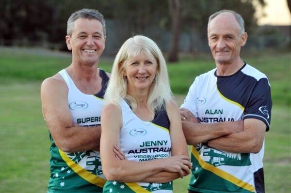 Bendigo runners John McGrath and Jenny and Alan Buchanan. 