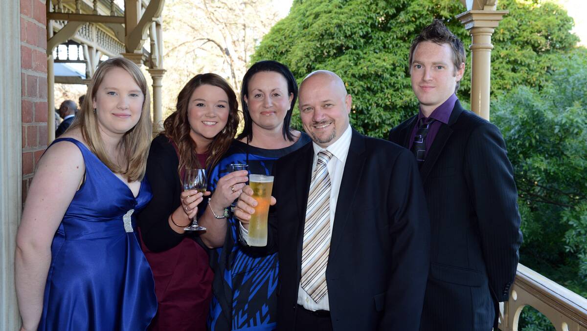 Nicole French, Steph O'Bree, Danielle and Paul Pitcher and Andrew Berry from The Woodhouse. Picture: Jim Aldersey