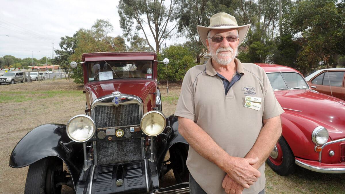 2013 Bendigo Easter Festival. Classic car display. Clive Bennett with his 1929 Chevrolet Sedan. Picture: Jodie Donnellan