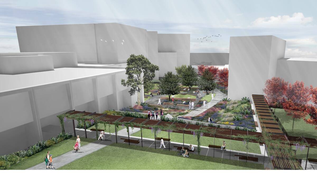 An artist impression of the new Bendigo Hospital. Heritage quad view. Picture: Supplied