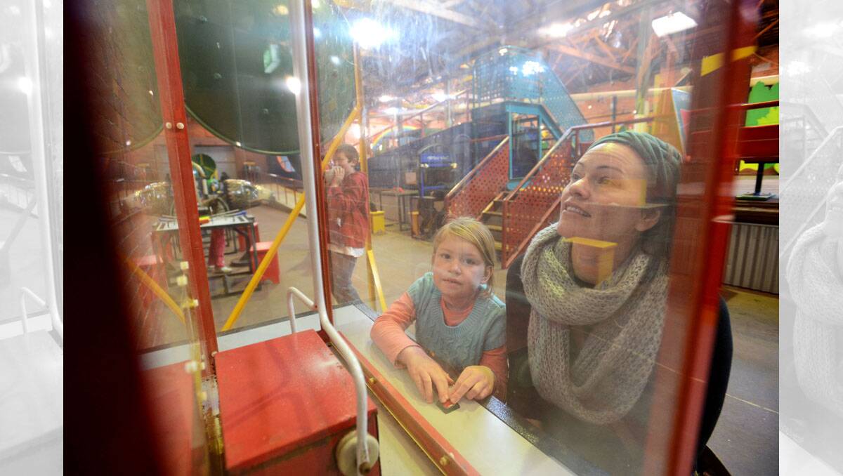 Piper Reardon and Sarah Crombie at the Bendigo Discovery Centre.  Picture: Jim Aldersey