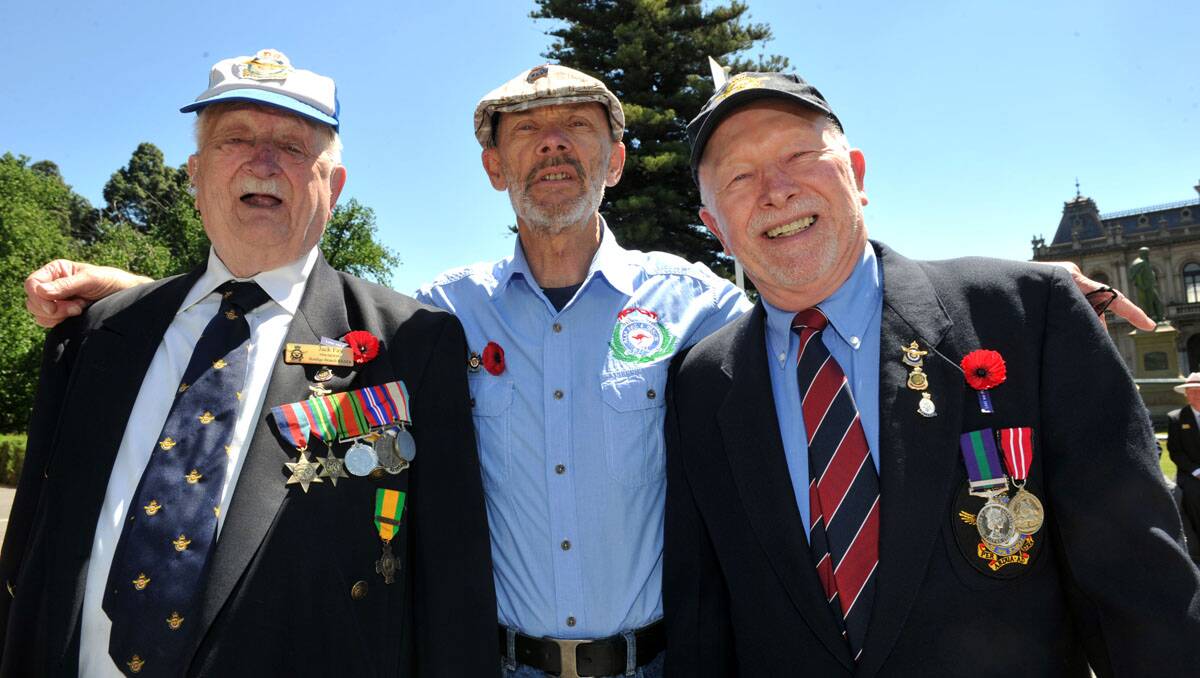Air Force mates Jack Fay, Roy Gaffee and Tom Thompson. Picture: Julie Hough