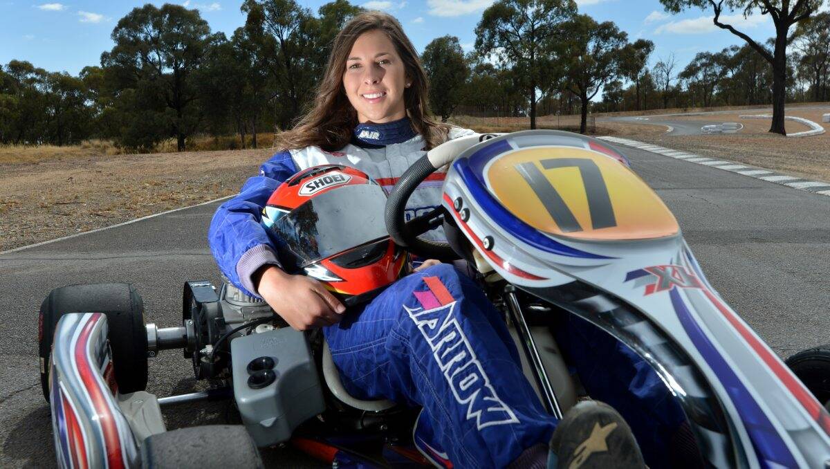 REVVED UP: Bendigo go-kart driver Emma Dorrington is a force to be reckoned with out on the tarmac. She has been racing karts since the age of seven, as shown in the photo below from her family album. Picture: JULIE HOUGH 