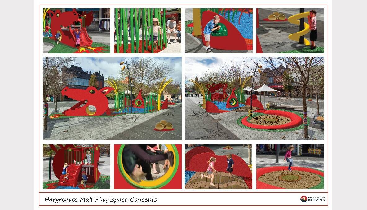 Concept designs for a Hargreaves Mall playground. Picture: SUPPLIED