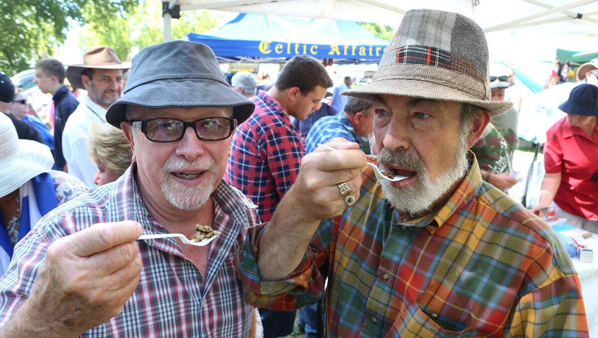 Bendigo's first Scots Day Out event. Hagus tasters Tom Thompson and Trevor Jewell. Picture: Peter Weaving