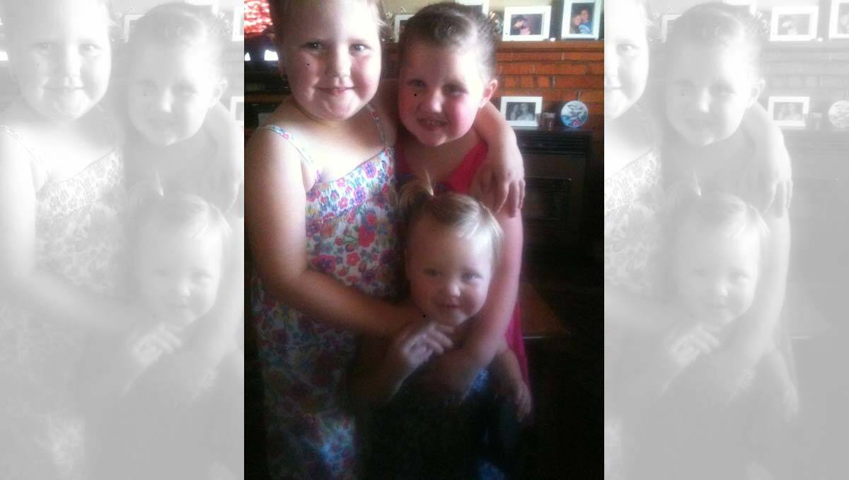 Kids. My niece Chloe and two daughters Miya and Stevie. Picture: Sarah Hague