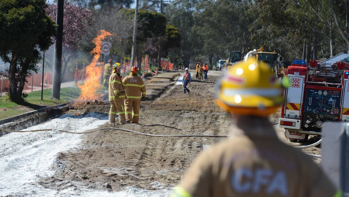CFA crews at the scene in Kangaroo Flat. Picture: Jim Aldersey