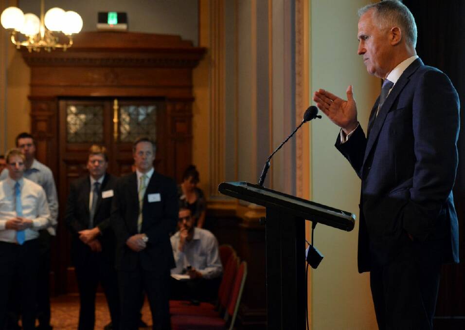 OPPOSITION: Malcolm Turnbull addresses a Bendigo Business Council meeting at The Capital. Picture: Brendan McCarthy