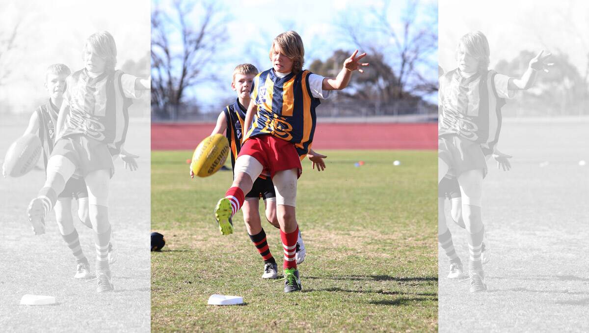 Holiday footy clinic at Tom Flood Centre. Erasmus Koska. Pictures: Peter Weaving  030713