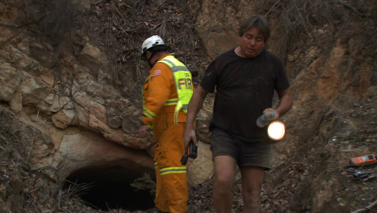 Crews worked for more than three hours to rescue a man who fell down a mine. Picture: Apex Imagery