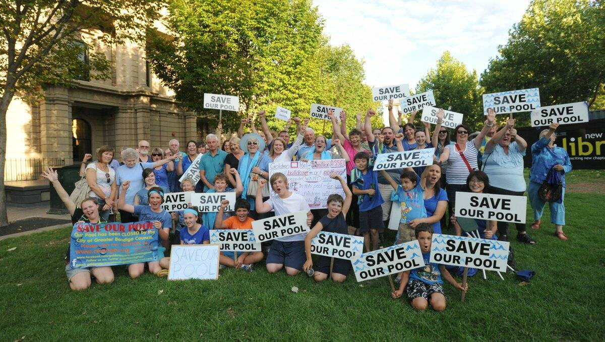 ELATED: Members of Save the Golden Square Pool committee celebrate the council’s decision to keep the pool open. Picture: JODIE DONNELLAN