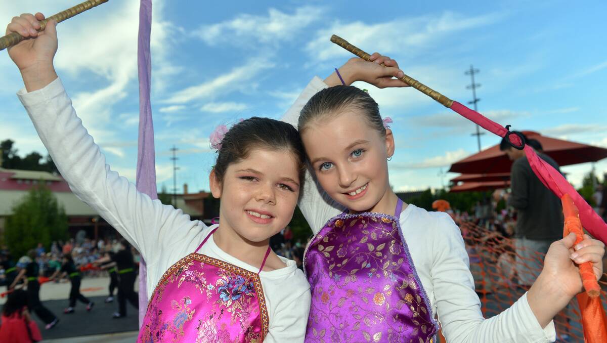 Chinese New Year celebrations at the Dai Gum San precinct. Lila Wilson and Acacia McDonald. Picture: Julie Hough