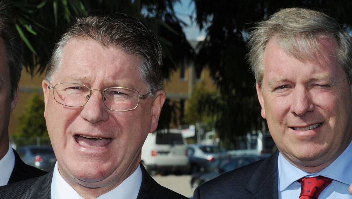 Victorian Premier Denis Napthine and Health Minister David Davis in Bendigo today. Picture: Brendan McCarthy