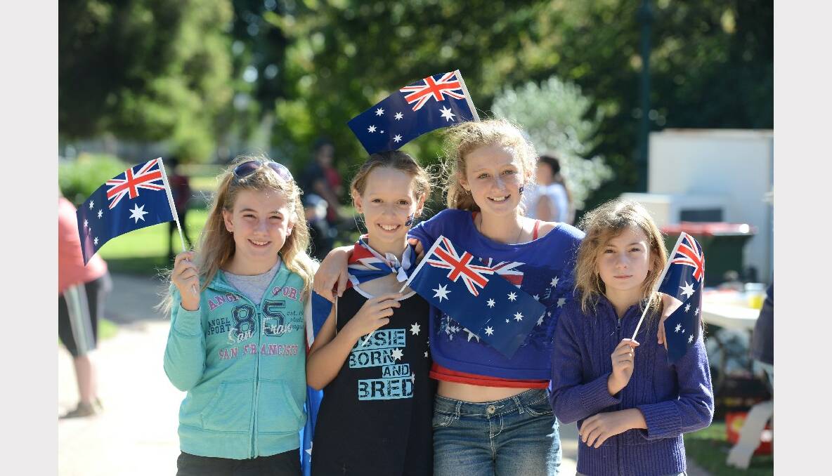Australia Day celebrations in Eaglehawk. Jemma Holmberg, Lain Jackson, Allira Walker and Amber Holmberg. Picture: Jim Aldersey