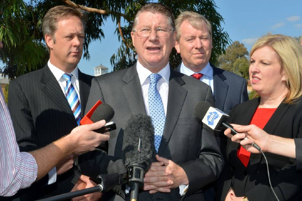 CONFIDENT: Premier Denis Napthine speaks to the media at the New Bendigo Hospital Project announcement in Bendigo yesterday.  Picture: BRENDAN McCARTHY