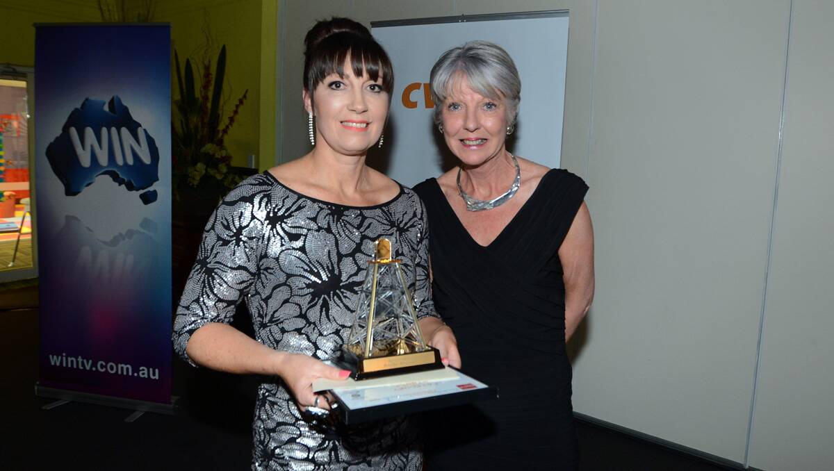 Hayley Tibbett from Indulge Fine Belgian Chocolates and the Addy's General Manager Margot Falconer. Indulge won the retail category sponsored by the Bendigo Advertiser. Picture: Jim Aldersey