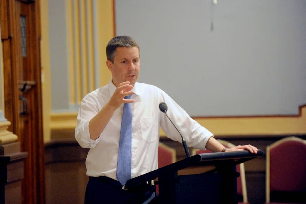 DISCUSSION: Mark Butler answers questions at the community forum. Picture: JODIE DONNELLAN