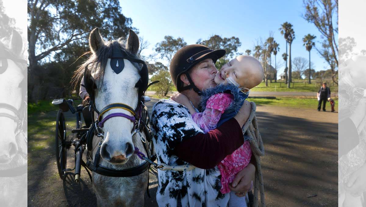 Mum Karina Pickrill with Abigail, 4, and her new Pony, Hope. Picture: Brendan McCarthy 