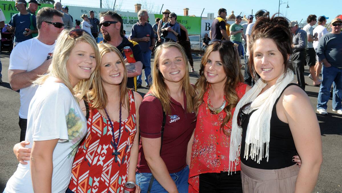 Faces at the BFNL grand final. Cara Addlem, Gen Russell, Eilish Dean Gab Russell and Chelsea Prendergast. Picture: Jim Aldersey