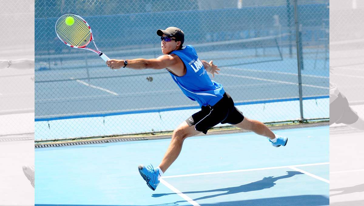 Curt Garwood in action at the Bendigo Tennis Complex. Picture: Julie Hough