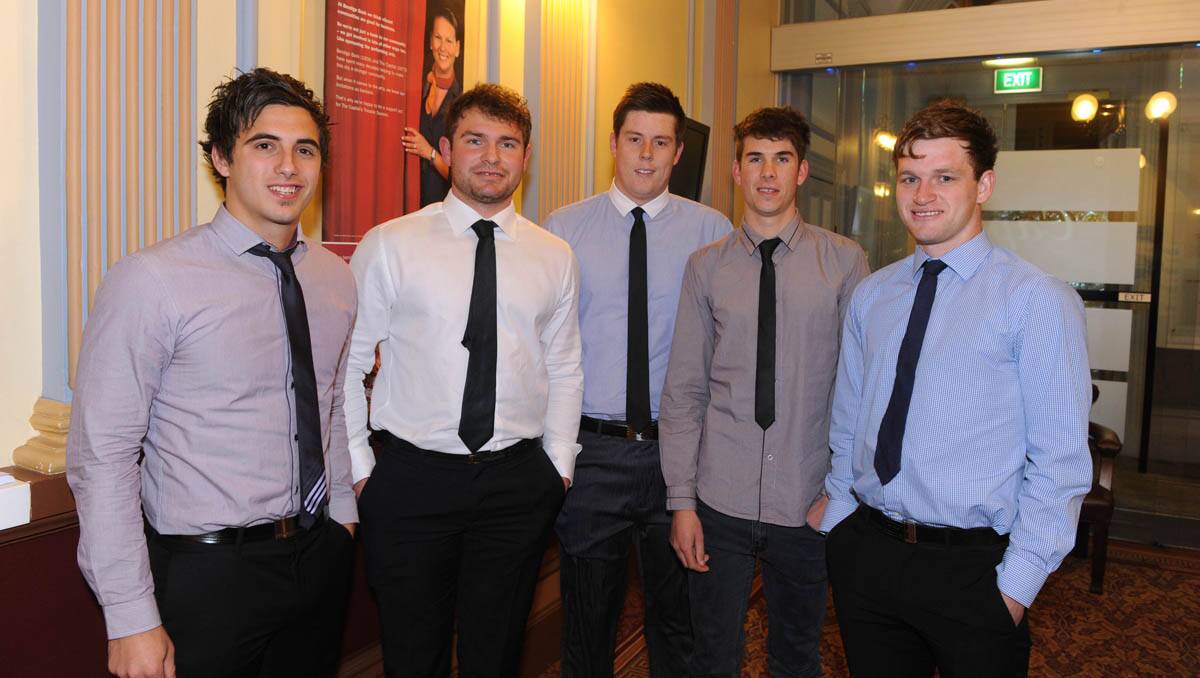 Michelsen Medal 2012. Paul Prime, Jack Kennedy, Braden Hocking, Alex Wharton and Nick Stagg. Picture: Peter Weaving