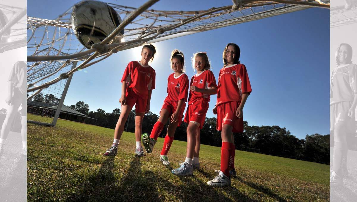 Maya Lane-U'Ren, Emma Webb, Nicole Ford and Mia Killick were all selected in the state under-13 team to play at a national carnival. Picture: Jim Aldersey
