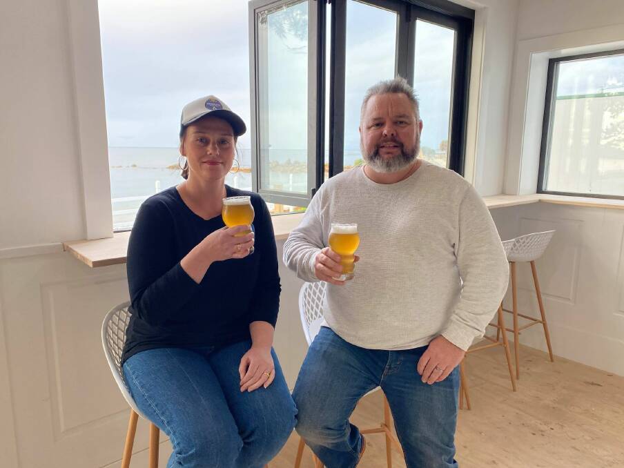 CHEERS: Tara and Scott Seymour are eager to open the doors to Penguin Beer Co, their new craft brewery, on Main Road. Picture: Meg Whitfield