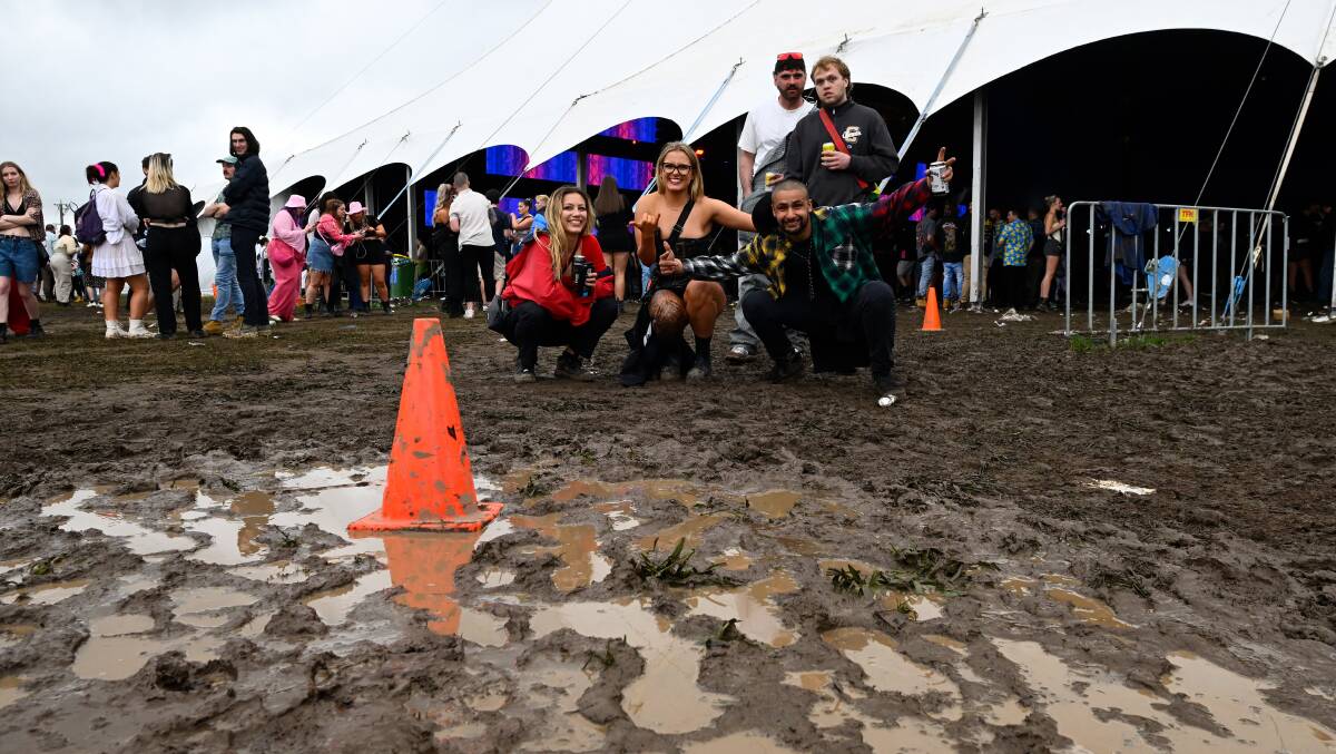 Sticky mud outside the undercover stage. Picture by Adam Trafford