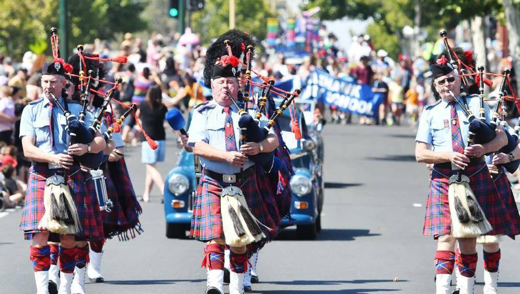 Musicians take part in the 2019 Dahlia and Arts Festival parade through Eaglehawk. It was the last time the event took place thanks to COVID-19. Picture: DARREN HOWE