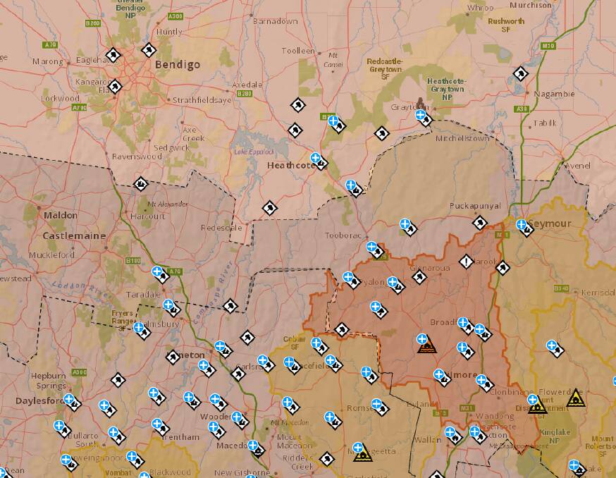 TREE DOWN: This was the VicEmergency map at 7.30am. Picture: VICEMERGENCY