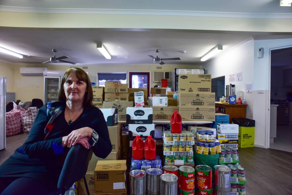 Eaglehawk Community House coordinator Tracey Clarke was excited to see a new delivery of food arrive on Thursday. Picture: Brendan McCarthy
