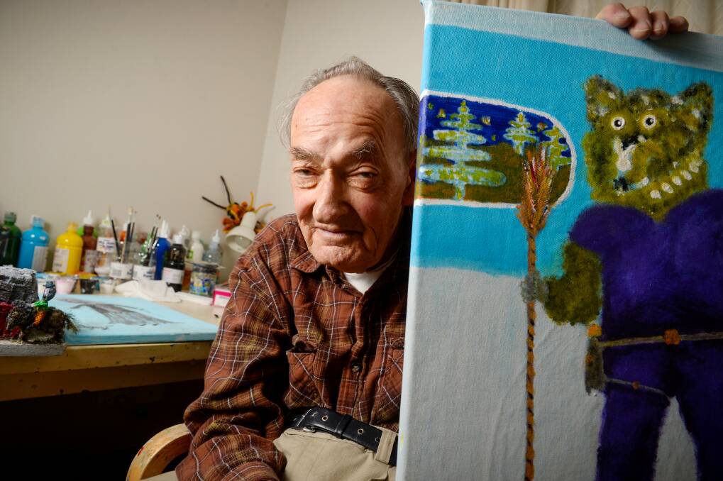 PASSION: Bupa Bendigo Aged Care resident Ken Heffer has found a new passion for art at 75. Pictures: DARREN HOWE
