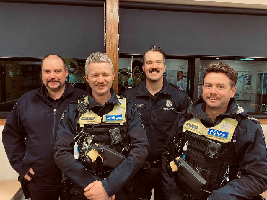 GROW A MO: Senior Constable Nick Derecki, Constable Justin Skewes, First Constable Dave Young and Senior Constable Nicholas Brennan. Picture: SUPPLIED