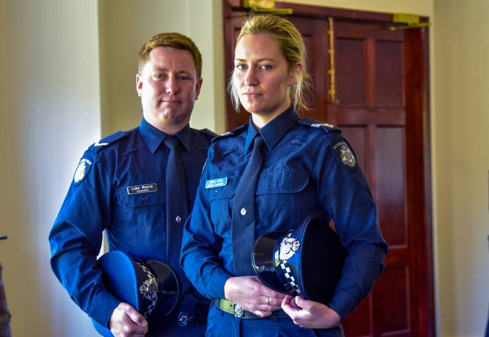 AWARDED: Senior Constable Danielle Cole and Constable Luke Moore were recognised for their work after they called to a motor vehicle collision where a young life was lost in 2020. Picture: Brendan McCarthy 