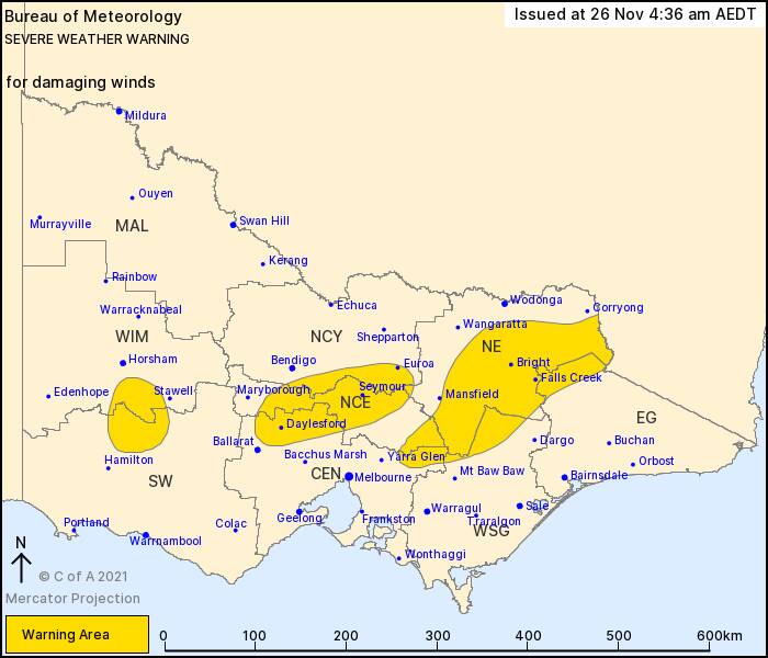 Severe weather warning issued for damaging winds