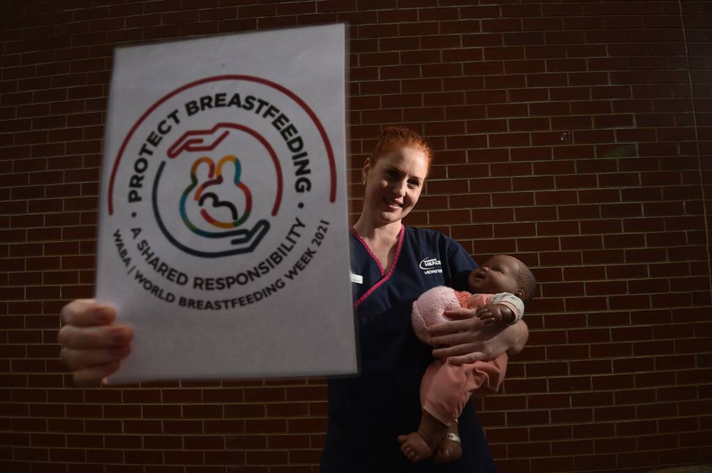 Bendigo Health lactation consultant Rebecca Keating said the team have been promoting and spreading awareness through different wards of the hospital, along with on social media. Picture: DARREN HOWE