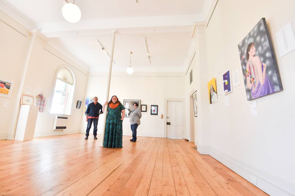 Co. Lab exhibition at Dudley House. Tony Day, Elise Pidgett and Natasha Joyce. Picture: DARREN HOWE