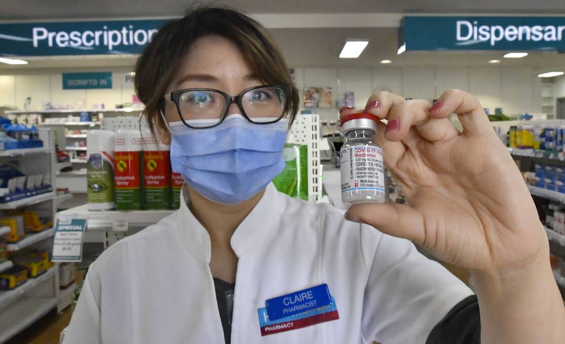 Terry White Chemist pharmacist Claire Yuan said in the past week the chemist has administered over 500 Moderna doses. Picture: NONI HYETT