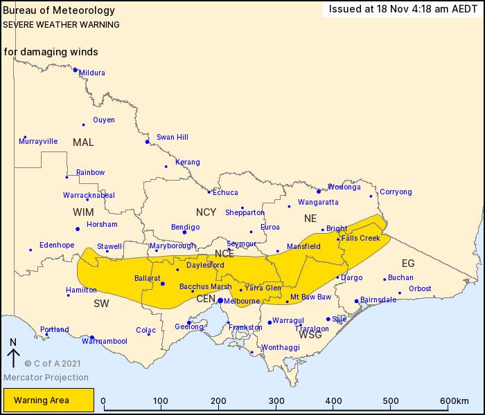 Damaging winds and widespread rain to hit parts of Victoria