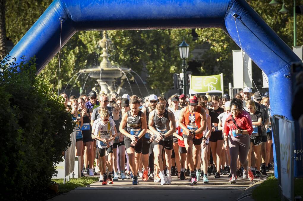 READY SET GO: Thousands of people hit the streets of Bendigo to mark the first Bendigo Ford Fun Run event. Pictures: DARREN HOWE