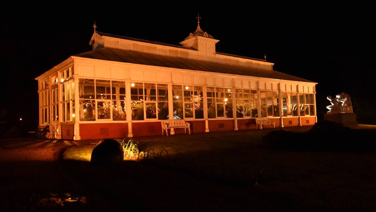 Bendigo's Conservatory lights up for Census night. Picture: DARREN HOWE