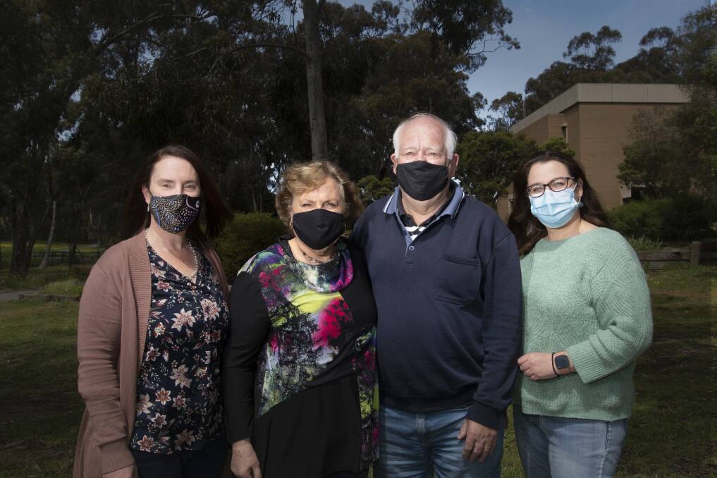 GET VACCINATED: Sophia Elliott, Lyn and Doug Harrison and Kate Murphy call for the community to get vaccinated after thier family was touched by COVID-19 last year. Picture: NONI HYETT