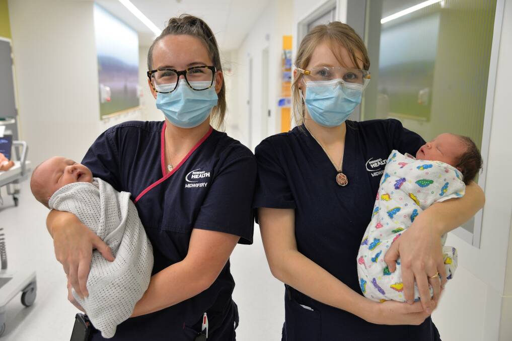 BOOM: May was a record baby month at Bendigo Health, with the staff including Maddison and Molly delivering over 180 babies. Picture: SUPPLIED
