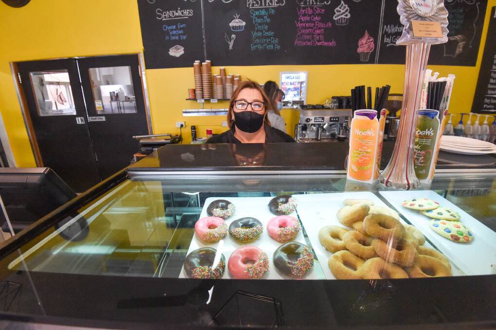 Echuca Riverloaf Bakery owner Catherine Bullard said she found out about the border closure on social media. Picture: DARREN HOWE