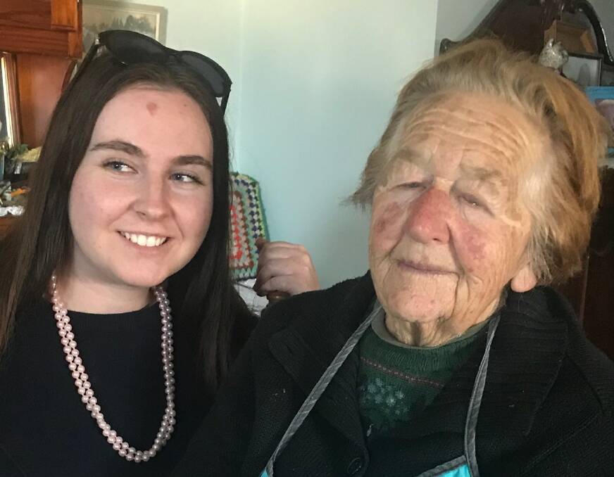  PAYING TRIBUTE: Great-granddaughter Tayla Fenwick together with the Pat. Picture: SUPPLIED