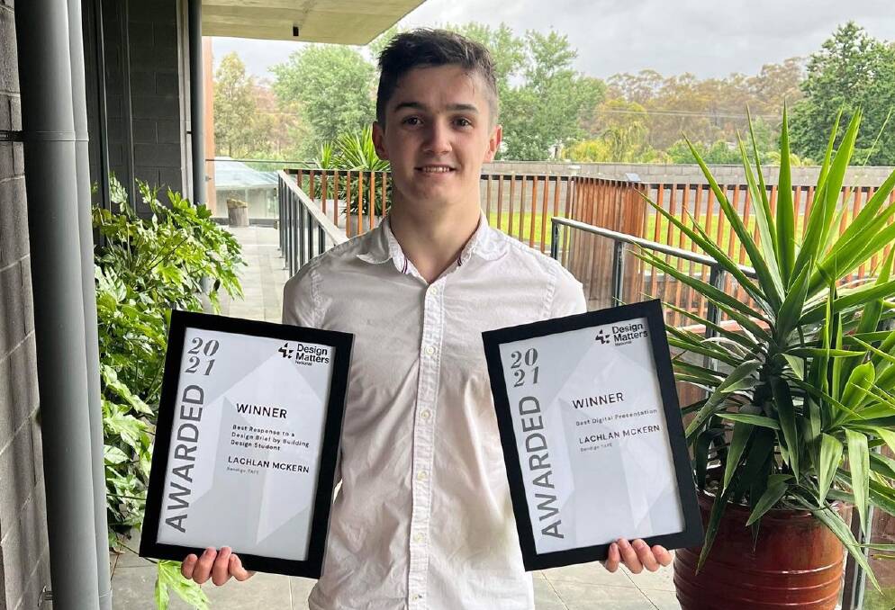 Bendigo TAFE building design student Lachlan McKern has won two awards at the recent 2021 Design Matters National Building Design Awards (VIC, NSW & SA). Picture: SUPPLIED