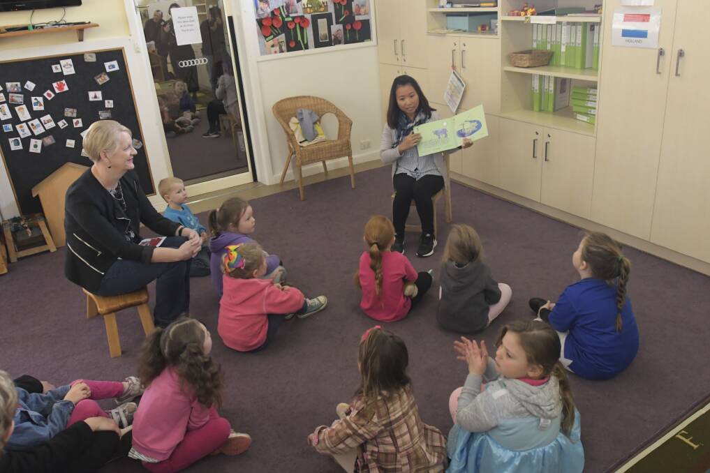 Launch of the Early Childhood Language Program at Havilah Road Preschool, Long Gully in 2019. Sei Sei Mu Thein reads a story to the class. This is a file picture taken in 2019. Picture: NONI HYETT